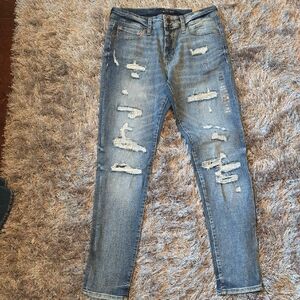 Aeropostale Men's Distressed Skinny Jeans - Light Blue